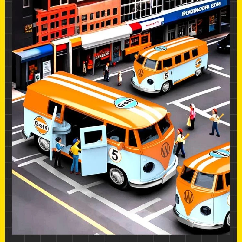 1:36 Bus T1 jouet voiture alliage Van voiture modèle porte ouverture retirer voiture jouet pour enfants