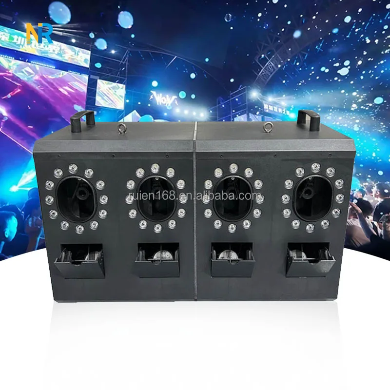 DMX512 Sound Activated 4 Nozzle Smoke Bubble Maker Colorful LED Ring Stage Bubble Fog Machine For Livehouse Concert