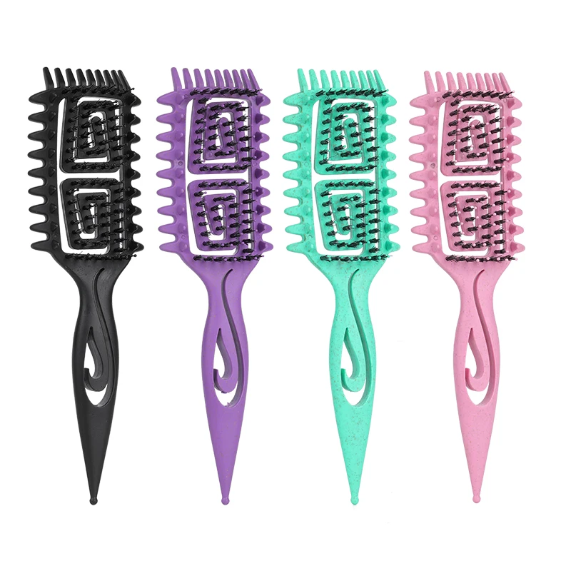 وفك تشابك تحديد فرشاة شعر مجوفة مبللة مجعد الشعر مشط تشكيل تجعيد الشعر الحلاق تصفيف الشعر أداة للشعر المتشابك