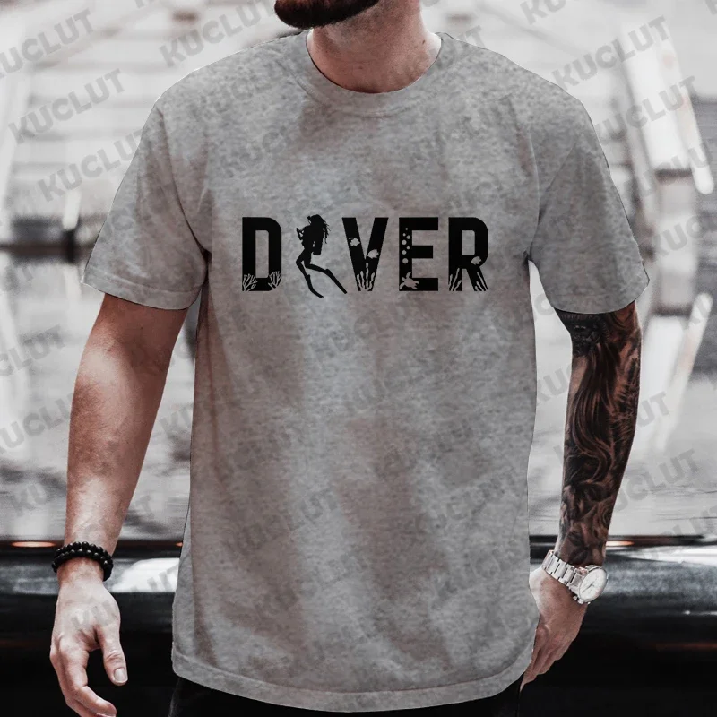 Diver 200 Bar Funny T Shirts Men Summer Harajuku Shirts Short Sleeve Streetwear Tops Oversized Clothing Scuba Diving Men Clothes