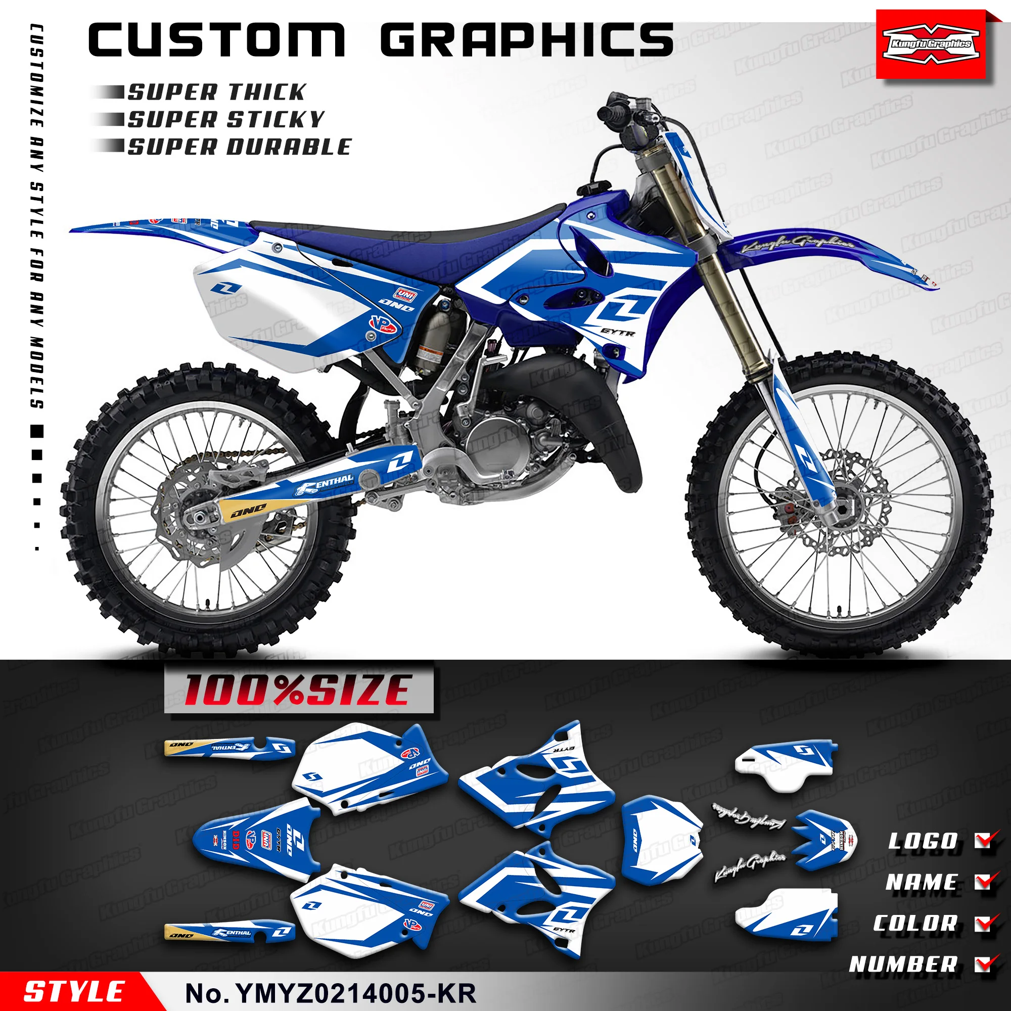 

KUNGFU GRAPHICS MX Sticker Decal Kit for Yamaha YZ125 250 2002 2003 2004 2005 2006 2007 2008 2009 2010 2011 2012 YMYZ0214005-KR