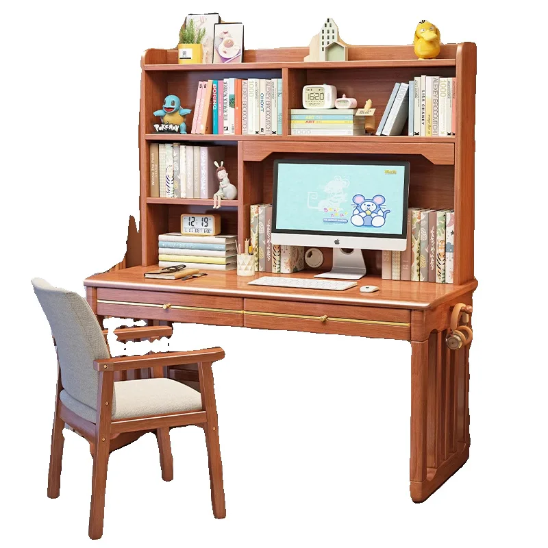 

Стол из цельного дерева, настольный компьютерный стол, письменный стол для спальни, книжная полка, встроенный стол, студенческий стол для домашних заданий, учебный стол