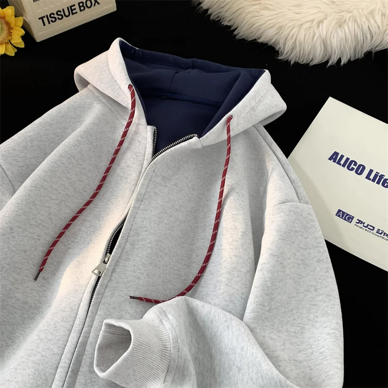 

Color Blo Hoodie Men's Casual Loose Fit Open Cardigan Sweatirt American Sle Spring Autumn Wear Resistant Comfortable