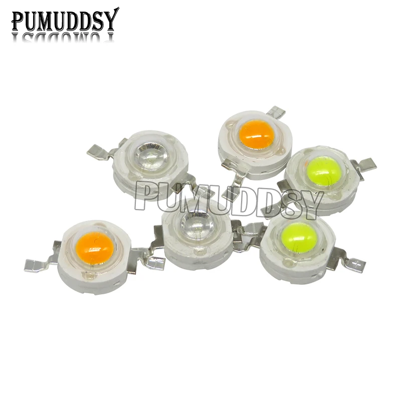 10PCS/LOT High Power Led 1W LED White Red Yellow Green Blue 5 Colors Beads High Brightness LED