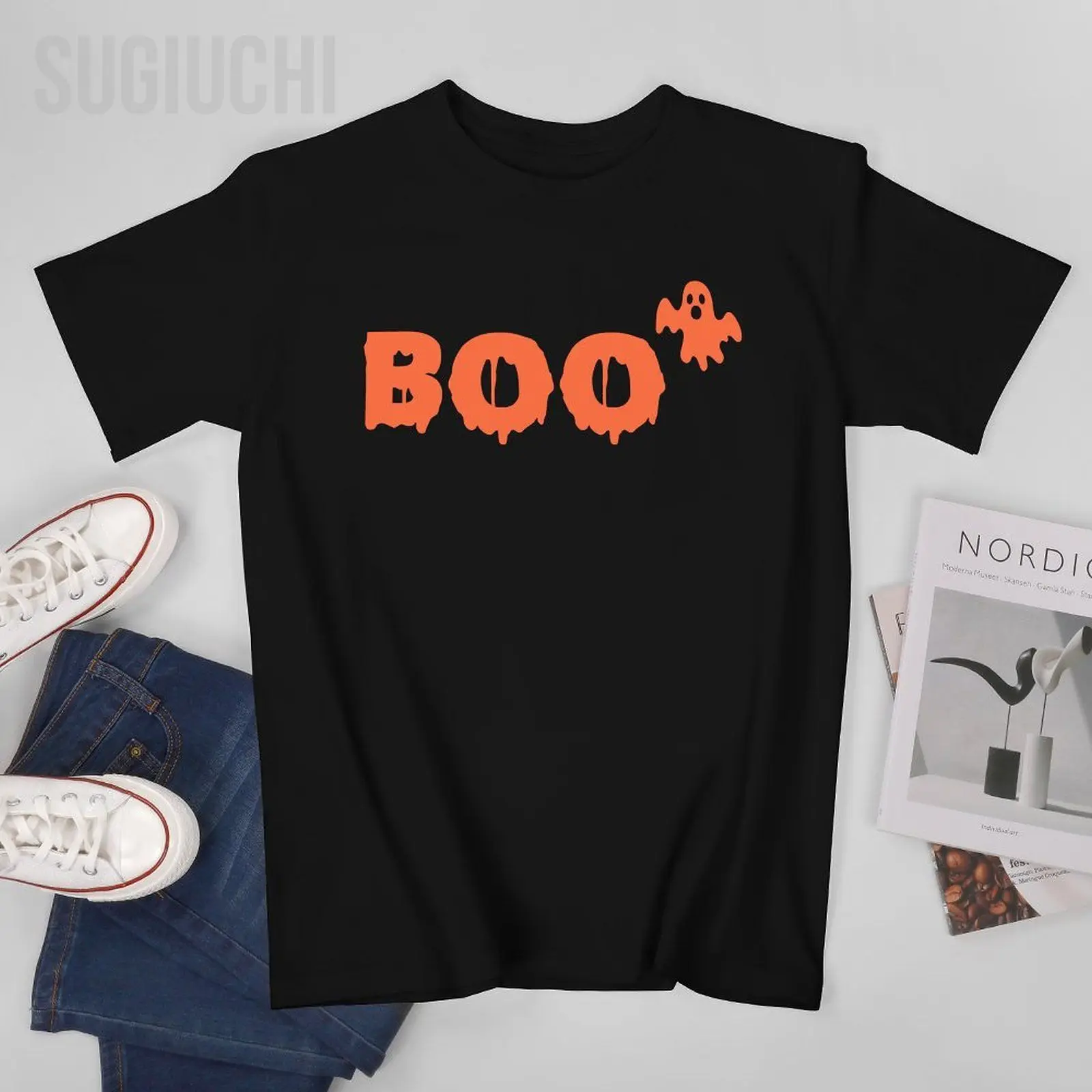 Unisex Men Halloween Boo Trick Or Treat Funny Tshirt Tees O-neck T Shirts Women Boys 100% Cotton T-Shirt