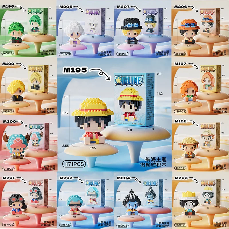 New One Piece Sun God Nika Luffy Micro Blocks, 3D Anime Mini Figures Chopper, Ace, Buggy, DIY Brick Toy, Collectible Gift view 3