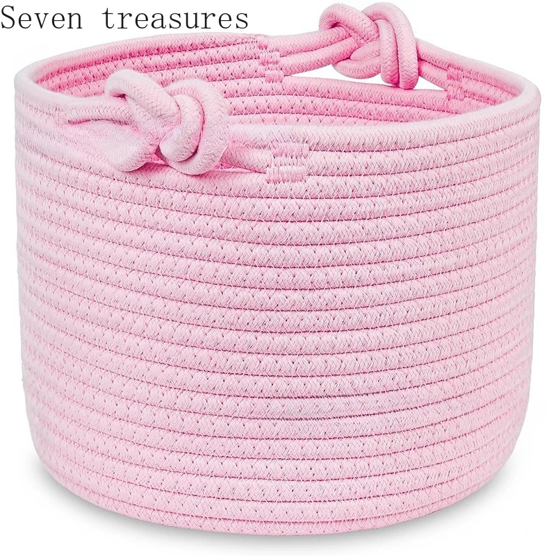 الحيوانات الأليفة DIY الإنجليزية اسم تخزين القطن حبل سلة التخزين لعب الأطفال والكتب والمجلات سلة التخزين #5