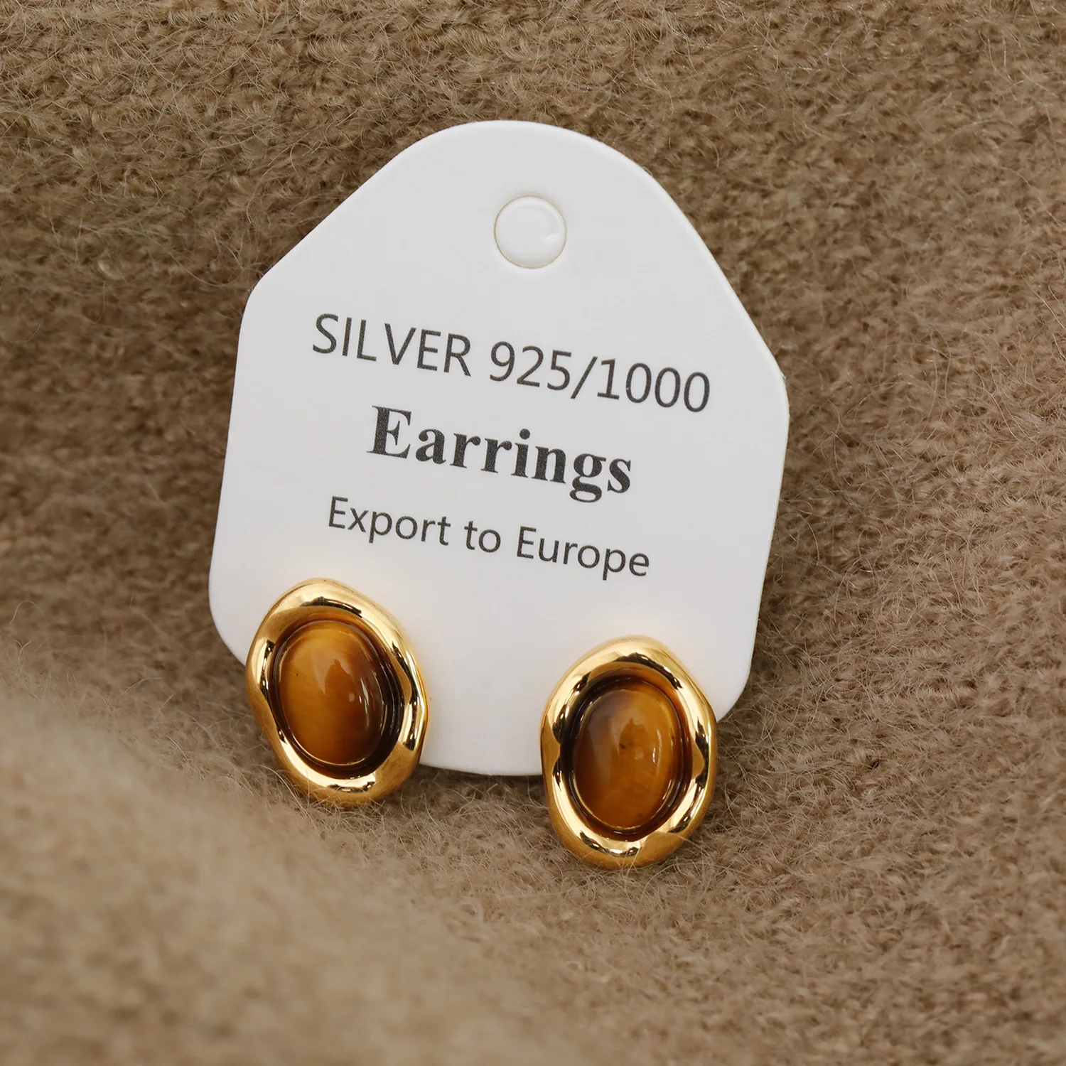 High Quality Maillard Style Tiger Eye Stone Drop Earrings Retro Luxury Senior Sense Silver Needle Earrings Daily Wear Jewelry