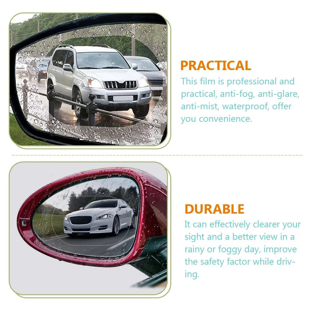 5 Pairs Car Rear View Film Rearview Sticker Cars Auto Mirror Rain Waterproof Anti-fog