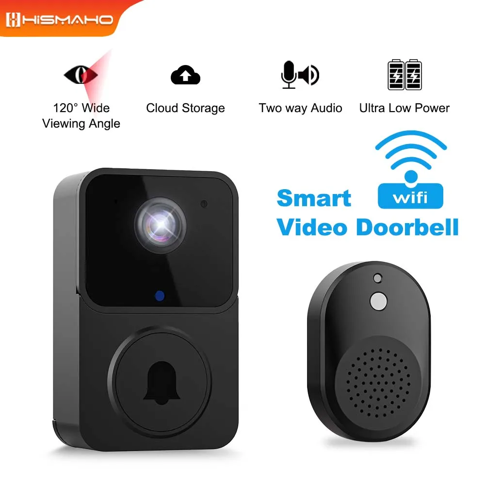 Video Doorbell Camera with Chime WiFi Wireless Night Vision Smart Home Indoor Security Protection Rechargeable Battery Door Bell