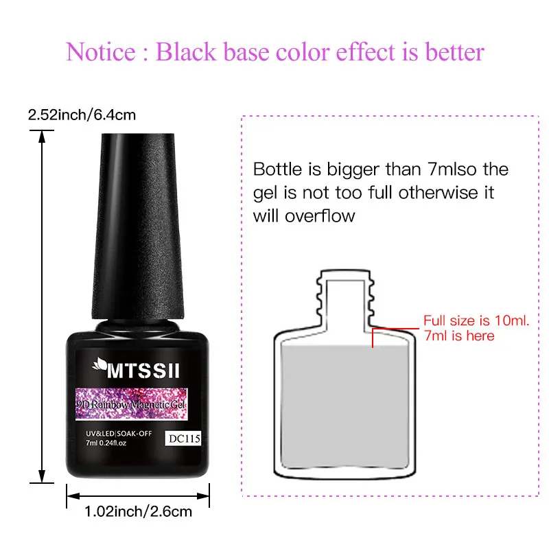 Mtssii 7ml Laser 9D Cat Eye Magnetic Gel Nail Polish Semi Permanent Nail Art Soak Off UV Gel Different Color At Different Angles