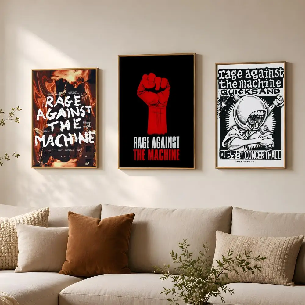 Band R-Rage Against the Machine-e Poster Vintage Self Adhesive PP Wall Art for Living Room Bar Bedroom Home Decor Gift