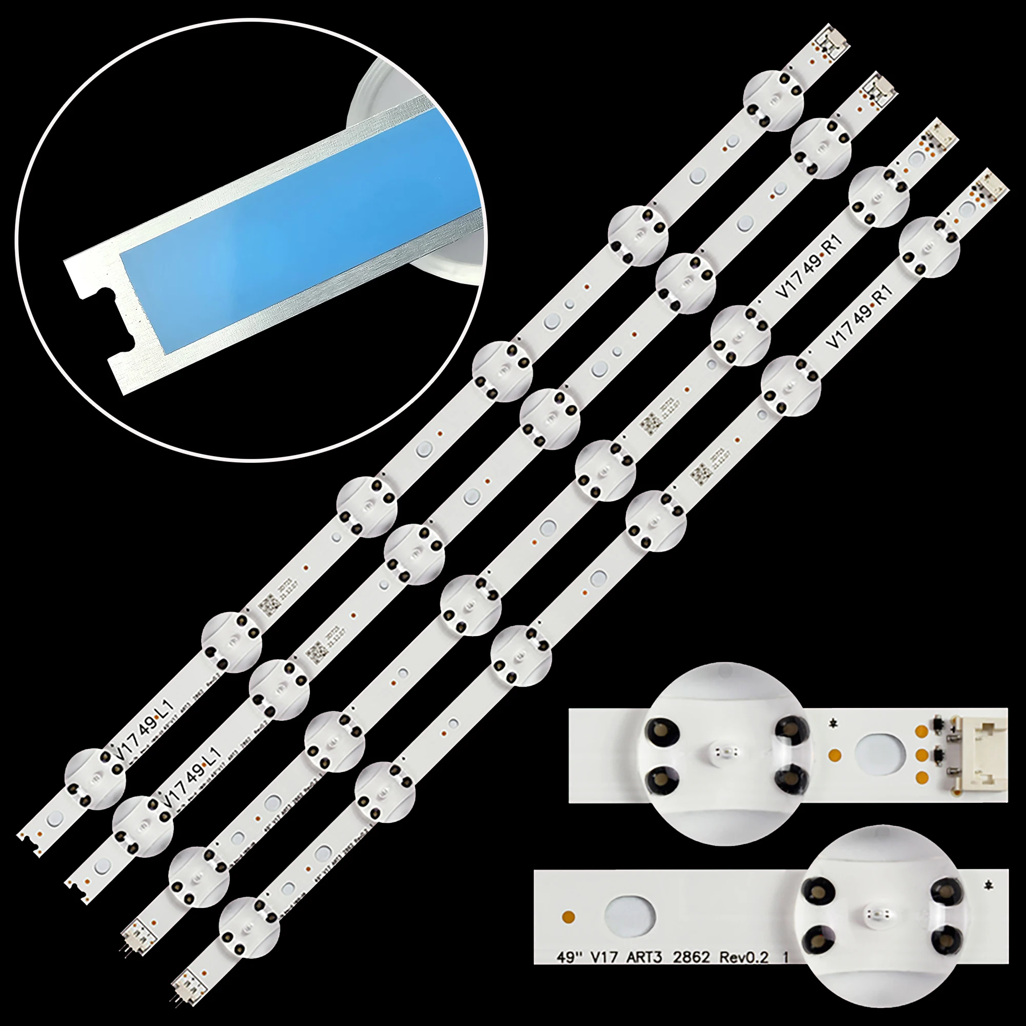 4pcs LED strip For 49'' TV 6916L-2862A 6916L-2863A V17 49 R1+L1 ART3 49UJ670V-ZD 49UJ655V 49UV340C 49UJ6585 LC490DGG(FK)(MD)