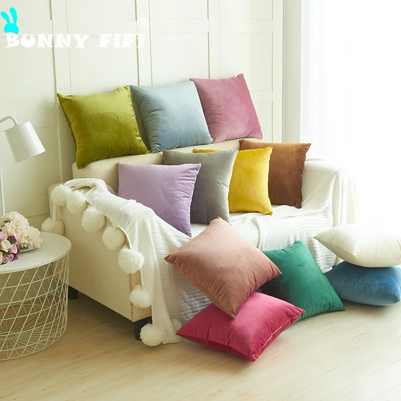 

Nordic Solid Dutch Velvet Cushion Cases Solid Color Soft Plush Vintage Pillowcase 45*45cm Throw Pillow Cover For Home Decor
