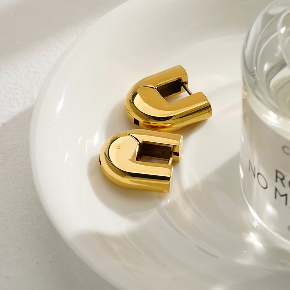 ENFASHION Aretes De Mujer Grossy U Shape Stud Earrings For Women's Stainless Steel 18K Gold Plated High Street Jewelry E251788