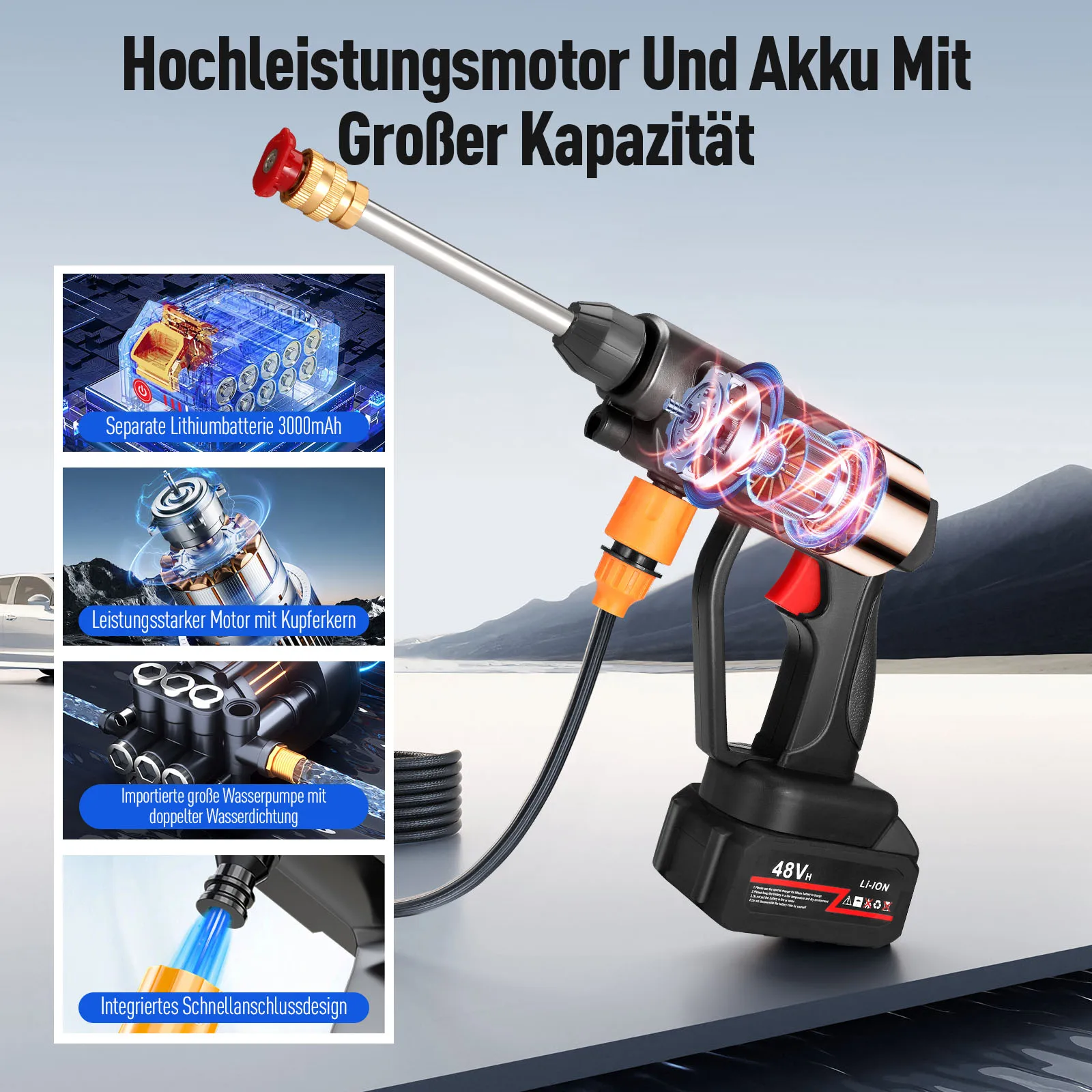 Wireless High Pressure Car Wash Washer Gun Cordless Generator Electric Spray Cleaner Car Washing Machine For Makita 21V Battery