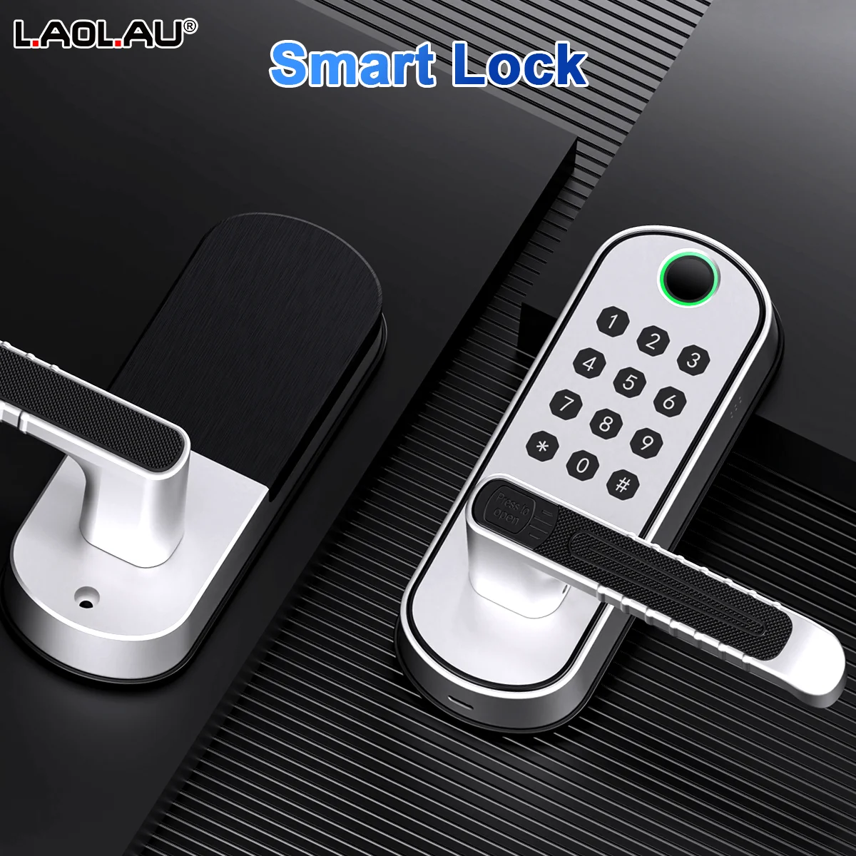 LAOLAU B04 Smart Fingerprint Door Lock WIFI Digital Touchscreen Lock TTLOCK App Keyless Entry NFC IP67 Waterproof  2 IC Cards