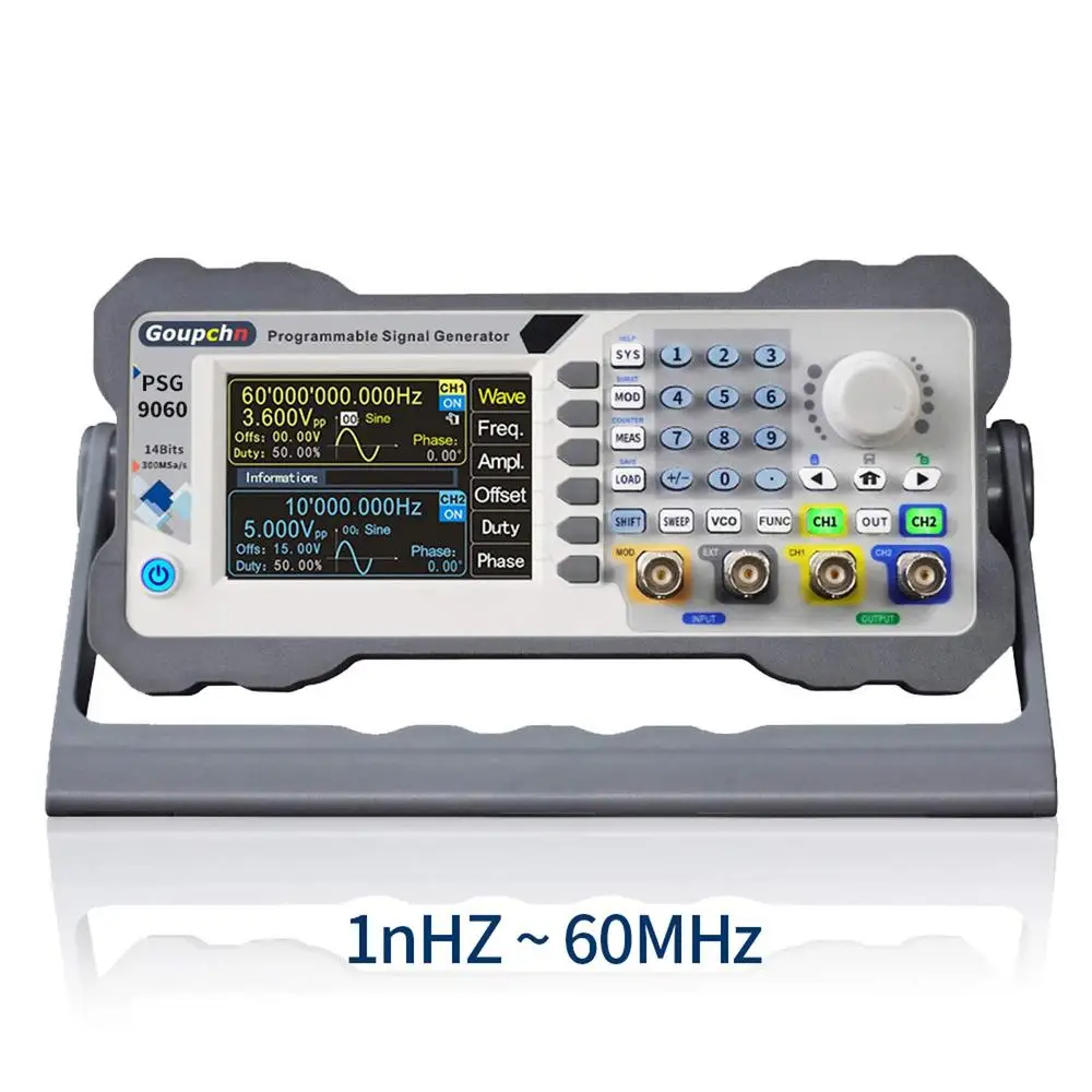 60 MHz Dual Channel Arbitrary Waveform Funktionsgenerator Frequenzmesser Handysteuerung Programmierbarer DDS-Signalgenerator