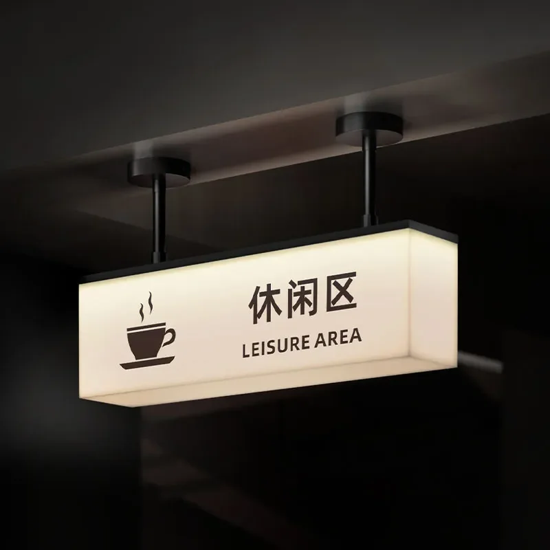 Double Sided Acrylic Light Box Hanging Sign LED Illuminated Display for Hotel Restaurant Shop Window High End Suspended Board