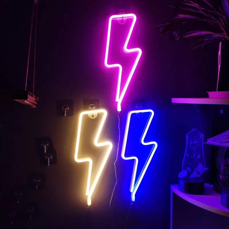 LED Neon Lightning light USB/battery powered bedroom gaming room living room office wedding birthday party supplies