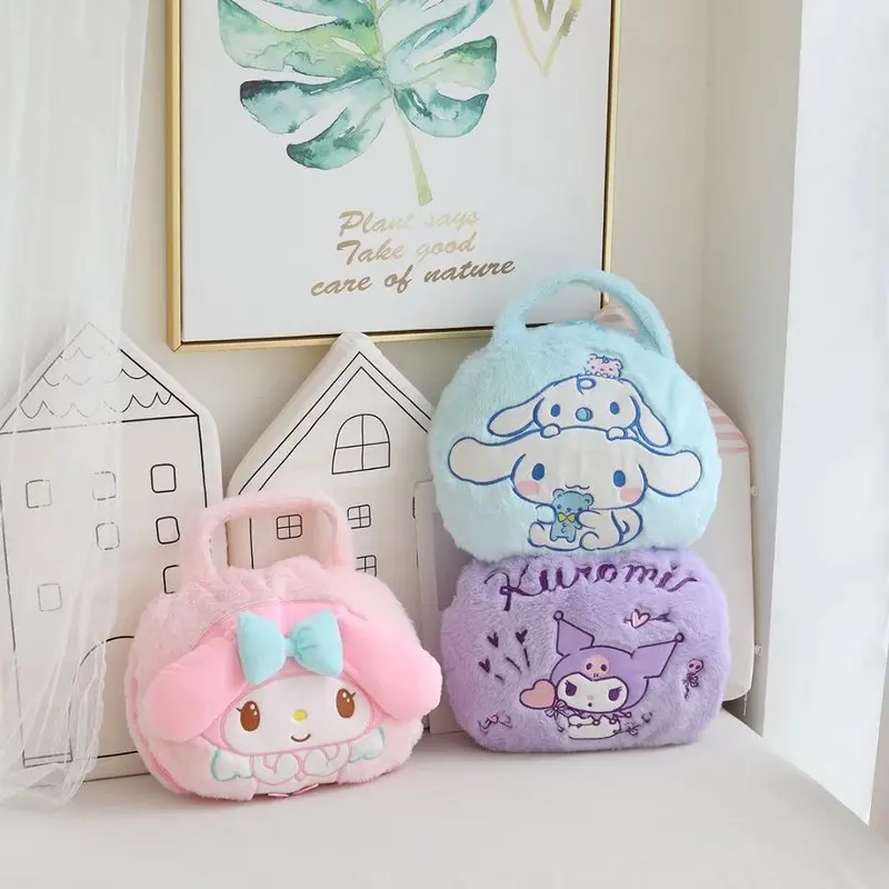 New Sanrio Kawall Cinnamoroll Cartoon My Melody Home Small Blanket Handbag Anime Figure Portable Office Pillow Napping Blanket