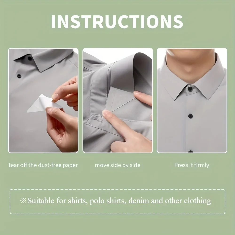 50Pcs Polo Collar Styling Sticker, Triangle Collar Support, Anti-Curl Fixed Sticker for Shirt Collar