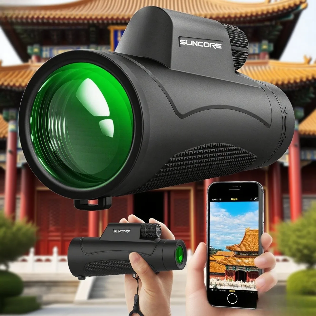 SUNCORE Monocular Telescope Ultimate Bundle Monoculars for Adults Powered for Bird Watching, | FMC Lens, Mini Pocket