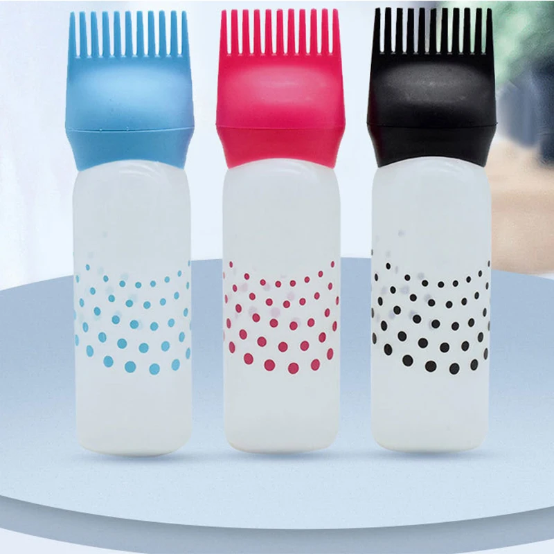 160ml Refillable Hair Coloring Bottle Applicator Comb Plastic Dyeing Shampoo Hair Comb Bottle Salon Hair Coloring Tools Supplies