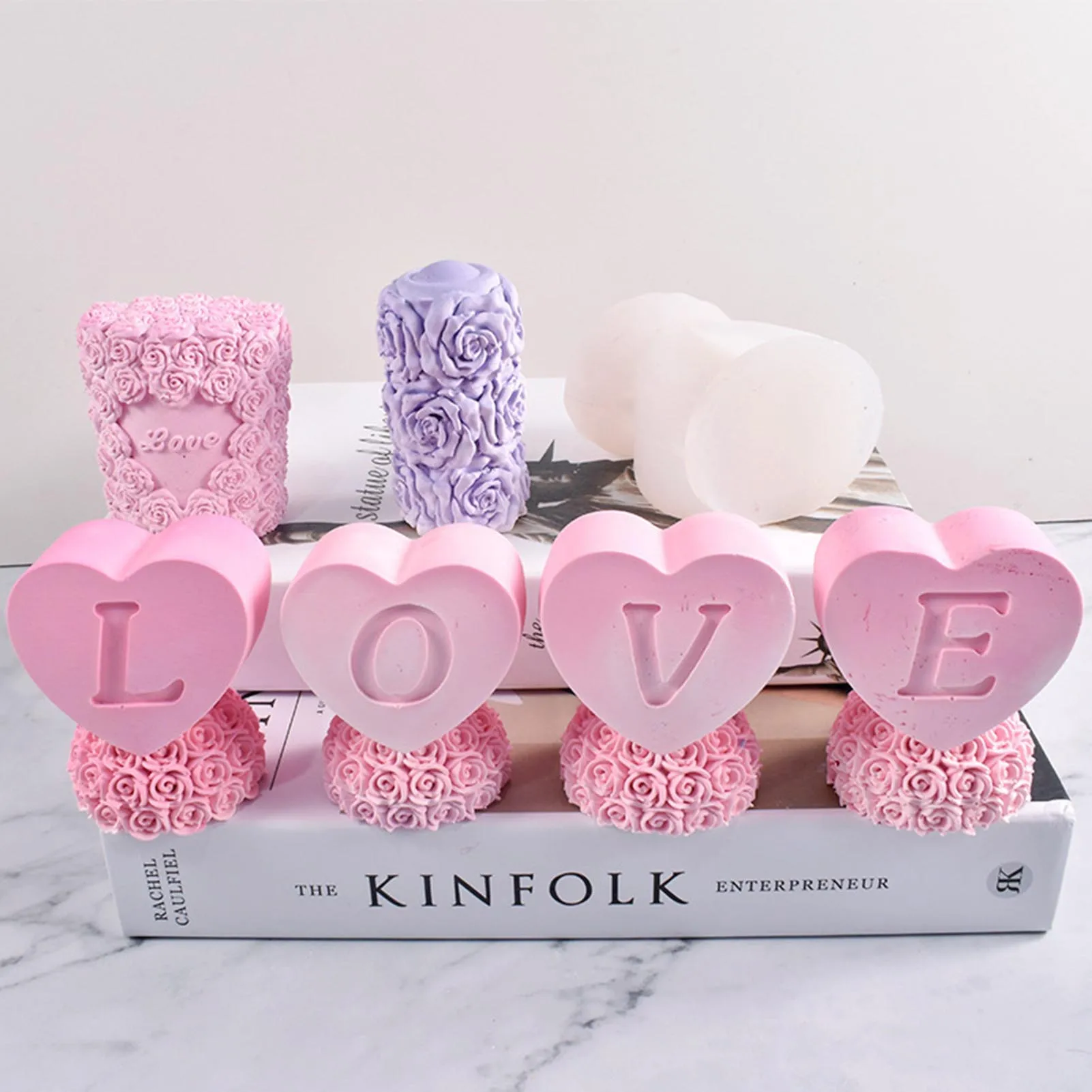 3D Love Heart DIY Candle Molds Non-Stick Flexible Casting Candle Molds for Home Bedroom Decorations