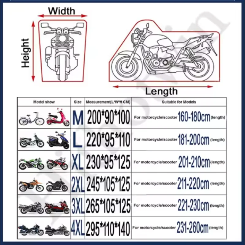 Universal Motorcycle Cover Sunproof Dustproof Waterproof Bike Scooter Electrombile UV Protection Reflective Stripes