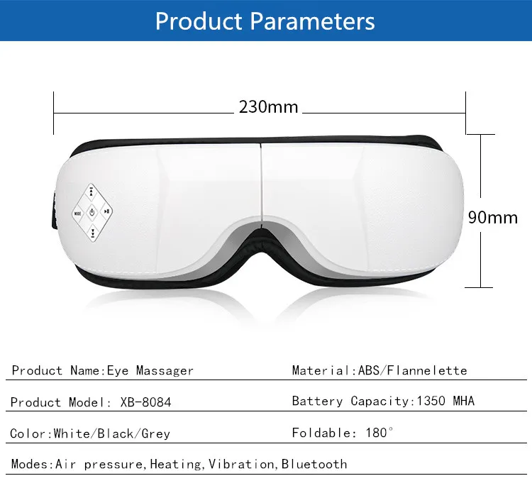 Беспроводной интеллектуальный массажер для глаз с тепловым сжатием для ухода за глазами и улучшения сна, снятия усталости глаз