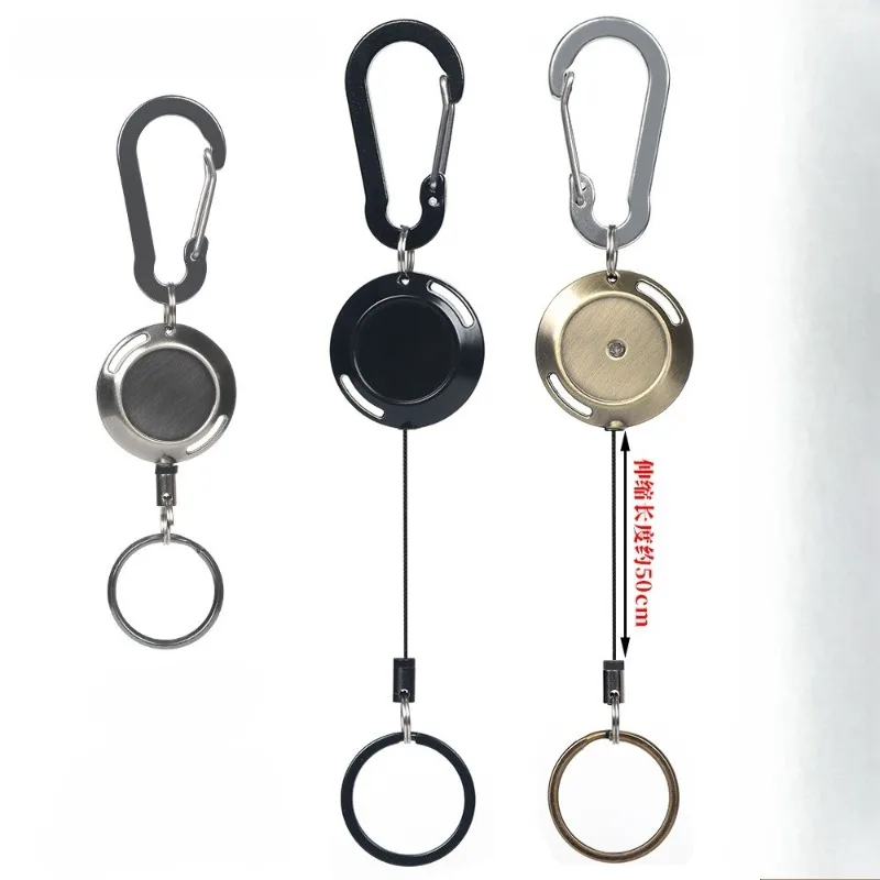Back Metal Retractable Key Reel, Anti-Lost Anti-Theft Pull Cord Keychain, Retractable Hanging Buckle for Keys