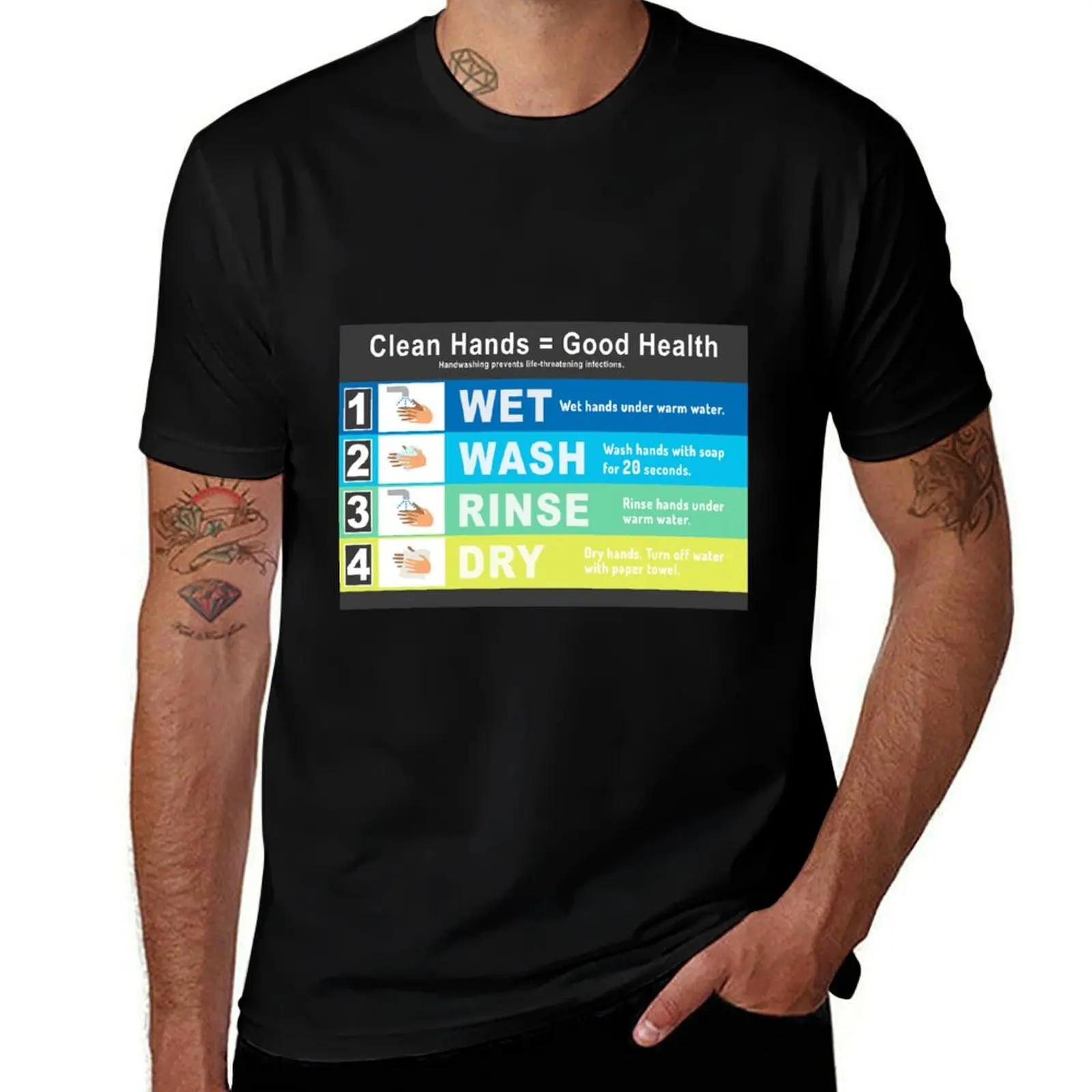 wash hands because clean hands = good health T-Shirt Quick Dry Training Short Sleeve Tee T-Shirt