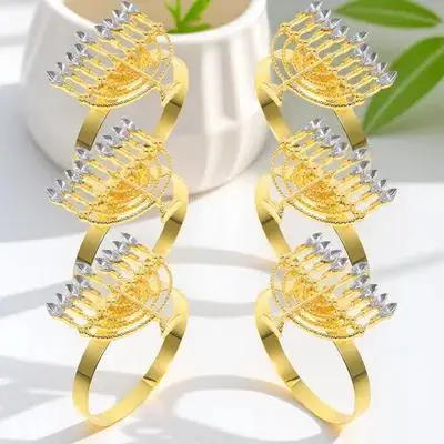 

6Pcs Napkin Rings Decorative Metal Napkin Clasp for Dining Table Holiday Party Home Restaurant Tableware Accessory