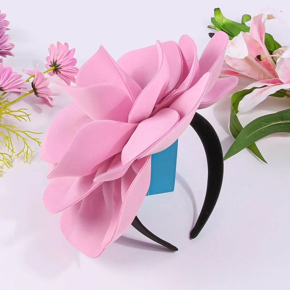 

New Solid Color Hairbands Large Flower Headwear Headband Elegant Hair Hoop Women