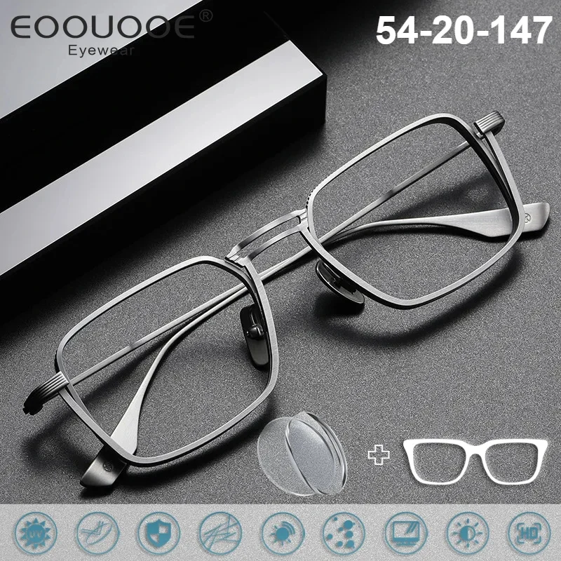 Pure Titanium Blue Light Blocking Men Reading Glasses Handmade Myopia Eyeglasses Frames Photochromic Prescription Eyewear