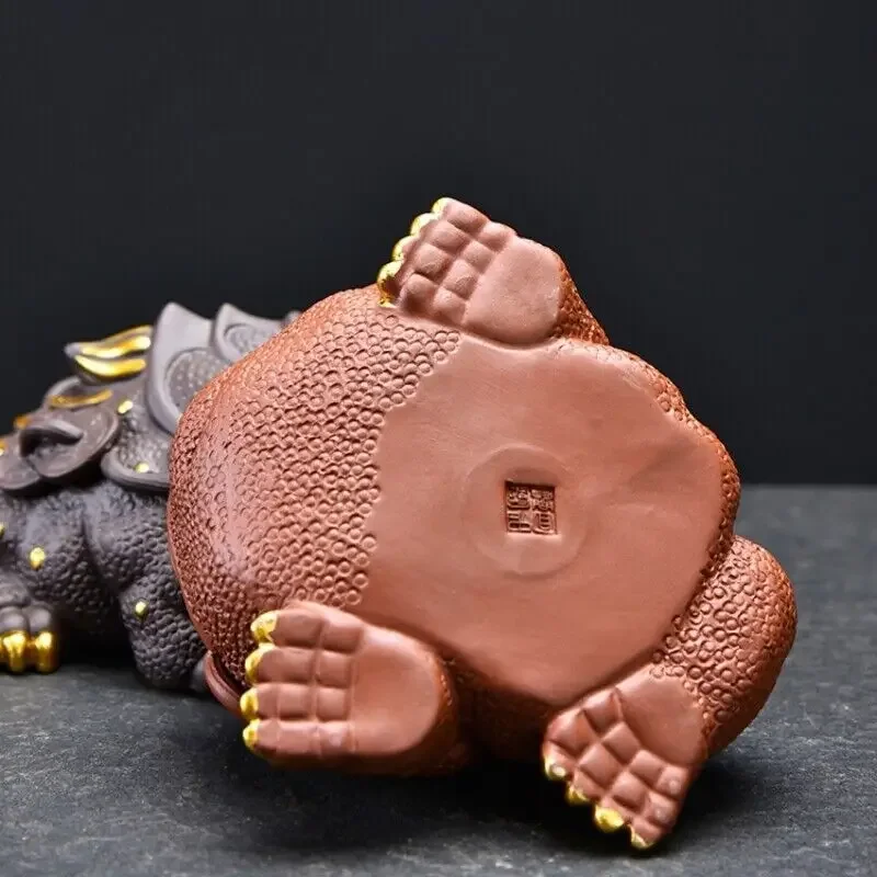 wealthy mascot toad statue handmade tea pet table ornament decoration zisha clay