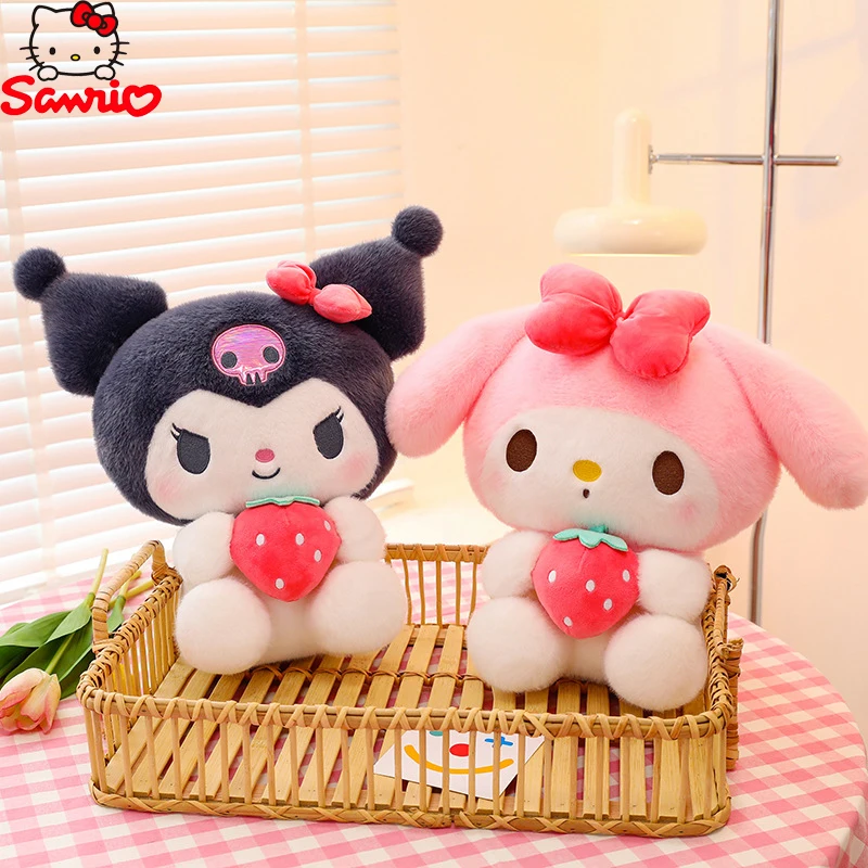 Sanrio 40cm~60cm Lovely Kuromi My Melody Strawberry Series Plush Animal Doll Cartoon Cut Plush Pillow Room Decoration Toy Gifts