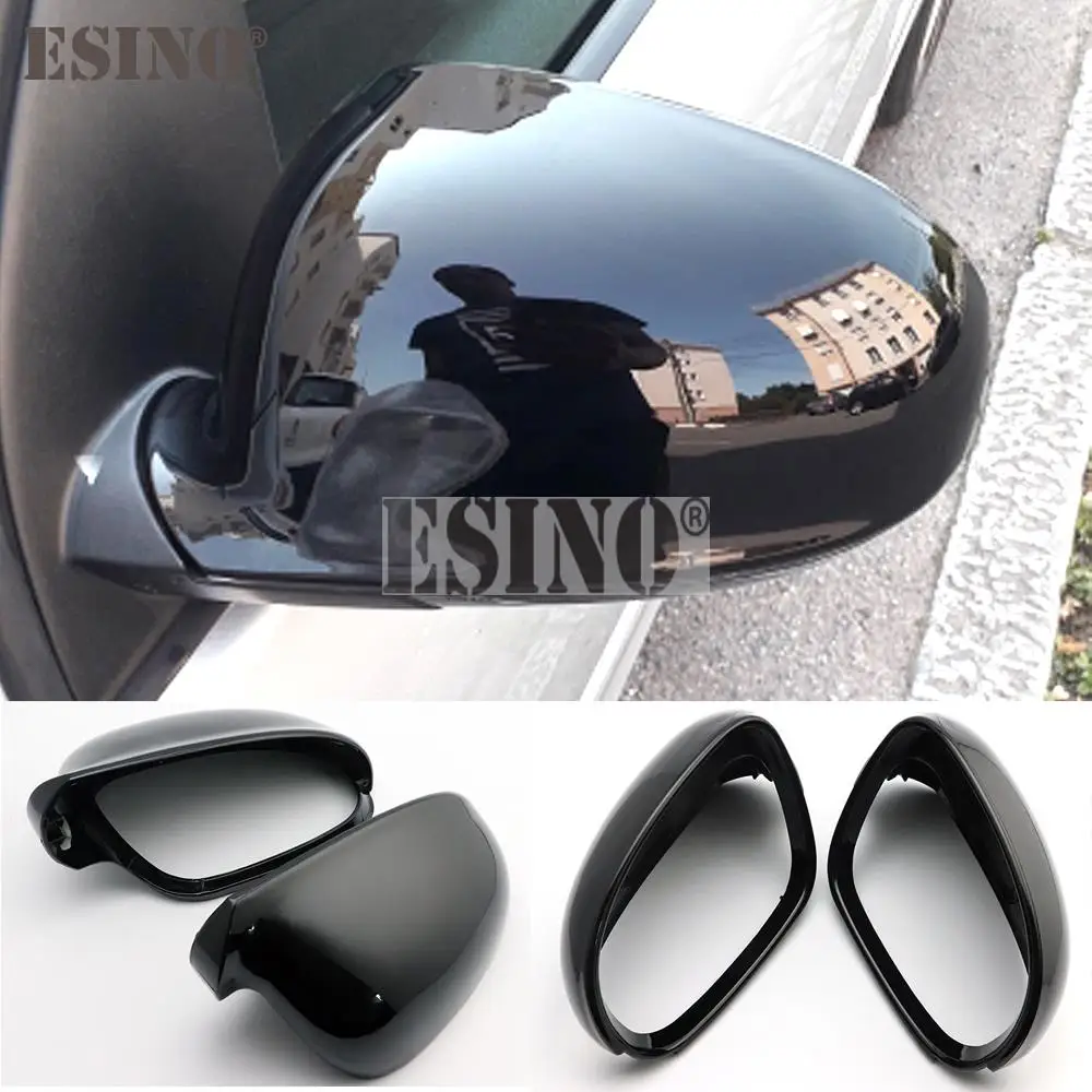 2 x ABS Bright Black Rearview Side Mirror Replacement Covers Cases For Volkswagen VW Golf EOS Jetta Passat Sharan Superb