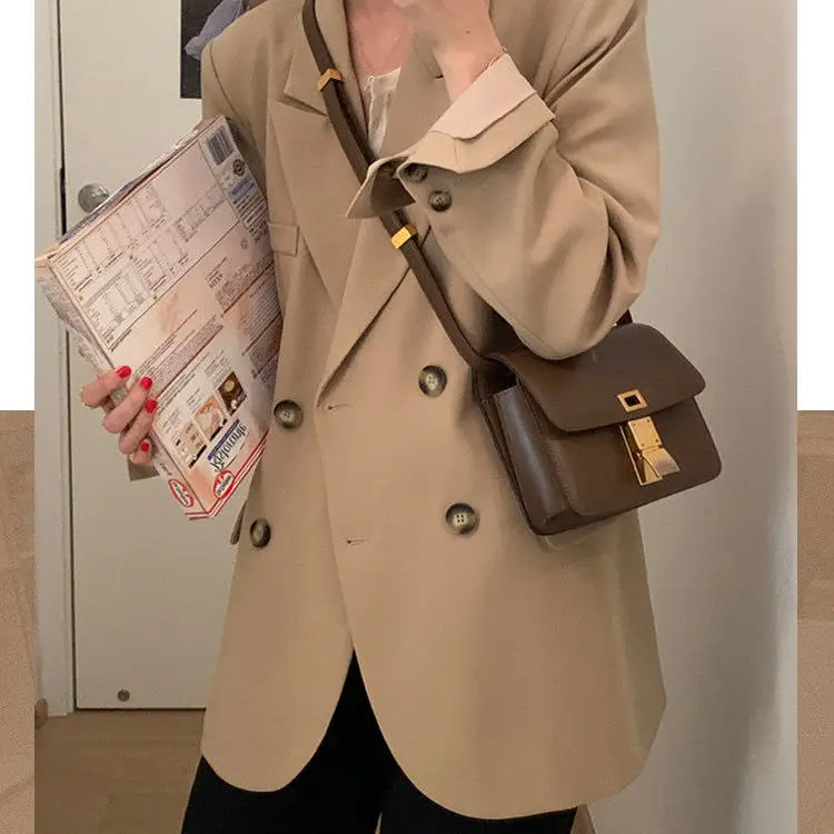 Women'S Cropped Coat New In External Clothes Crop Blazer Woman Girlish Good-Looking Girly Heart-Breasted Breast Three-Quarters