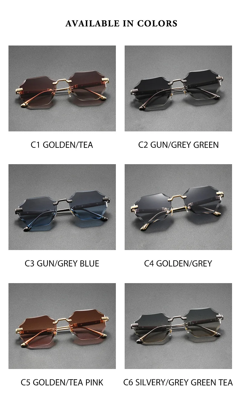 2025 neue Mann Frau Sonnenbrillen Mode Unisex Randlose Sonnenbrille Vielseitig UV400 Brillen Im Freien Fahren Trend C8880-1 – Detail 13