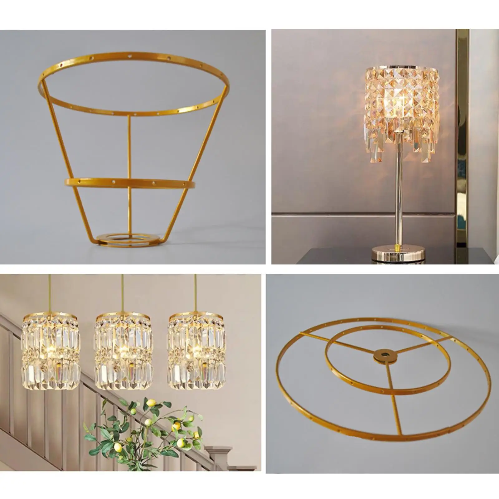Iron Lamp Shade Frame Ring Bedside Light Stand Portable Durable for Wedding Cafe