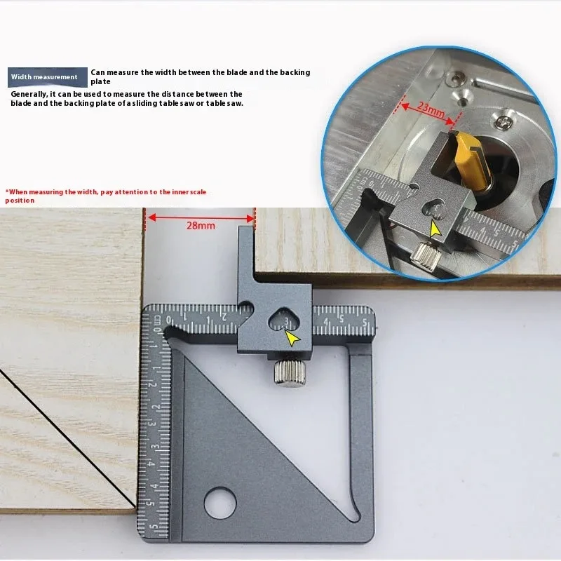 

45/90 degree with height, width, diameter measurement, aluminum alloy woodworking angle measuring tool marking gauge