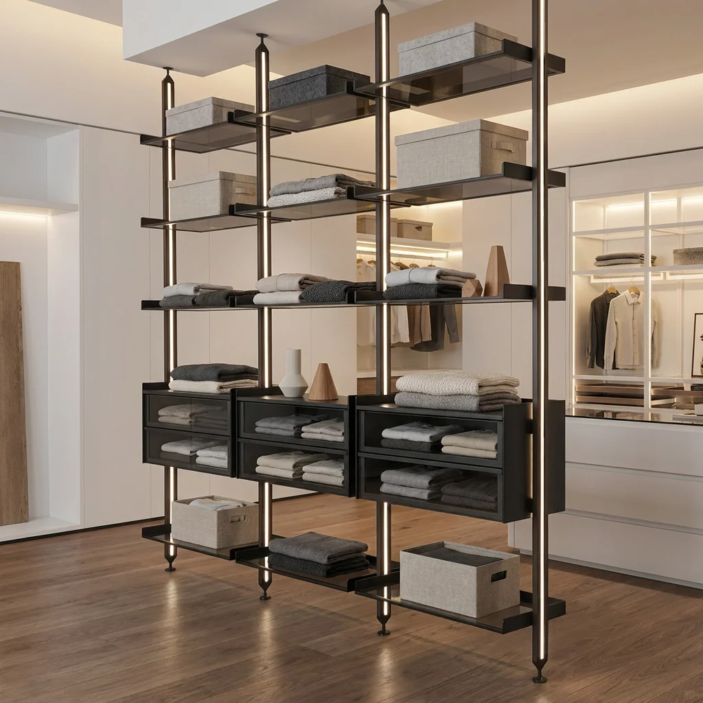 Furniture Minimalist Apartment Aluminium Open Style Bookcase Display Shelving System with Modern Design for Home