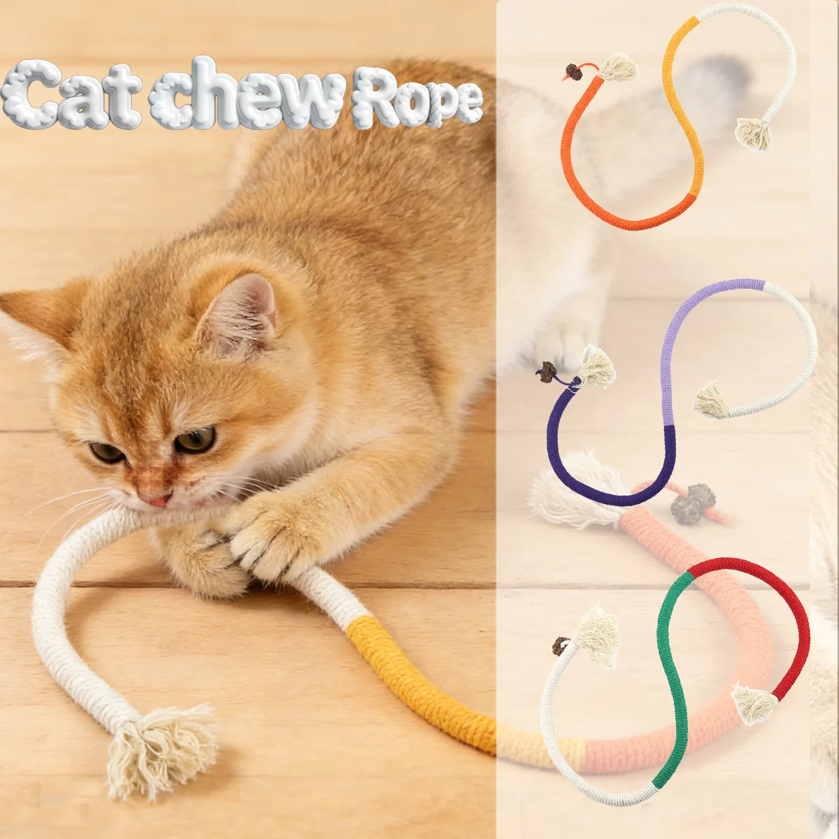 

1 PC Cat Toy Interactive Cotton Rope Self-entertainment, Stress Relief, Chewing Toy Safe Cat Pet Supplies