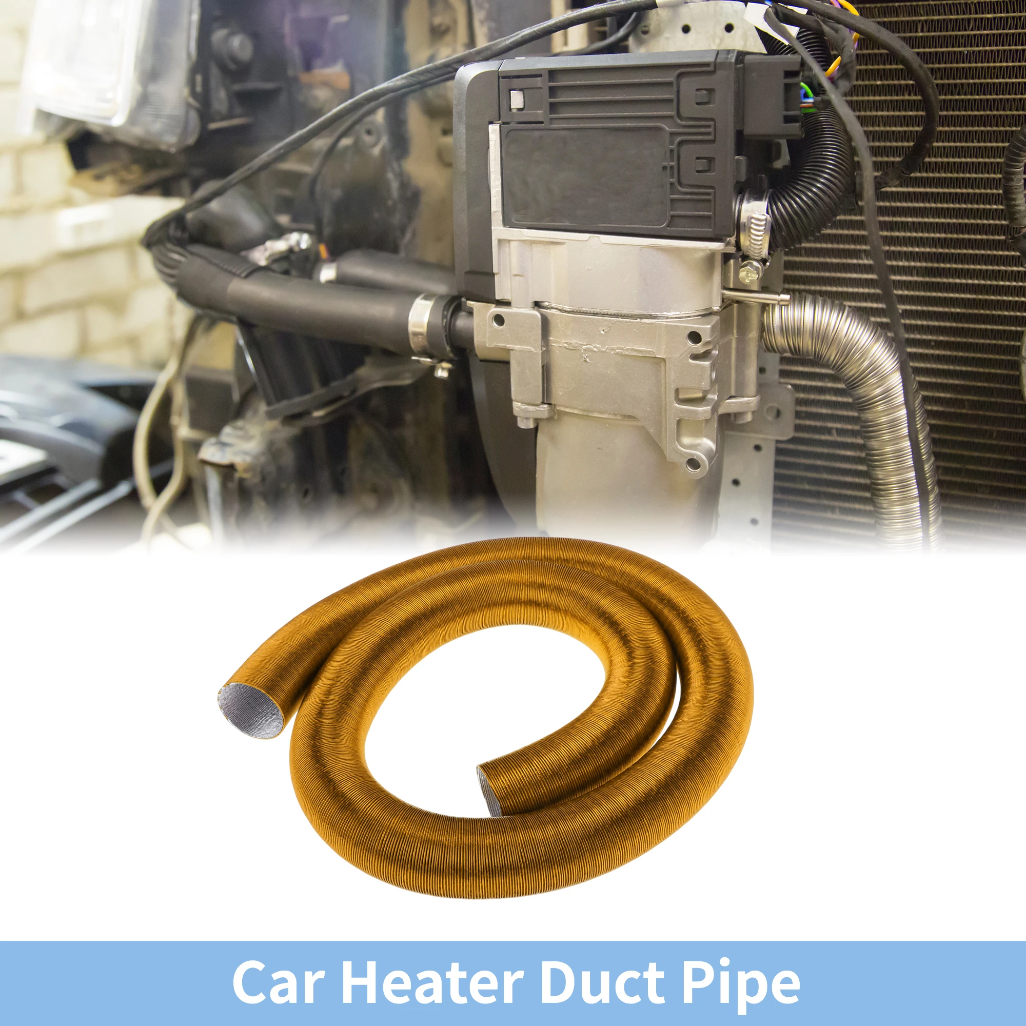 

UXCELL диаметр 42 мм, диаметр 300 см, автомобильный обогреватель, воздуховод, алюминиевая фольга, золотой тон