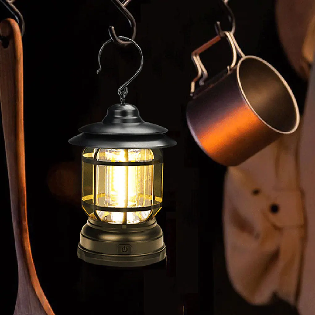 

Retro Portable Camping Lantern Tent Lamp for Outdoor Hiking Waterproof Emergency Light Stepless Dimmable Hanging