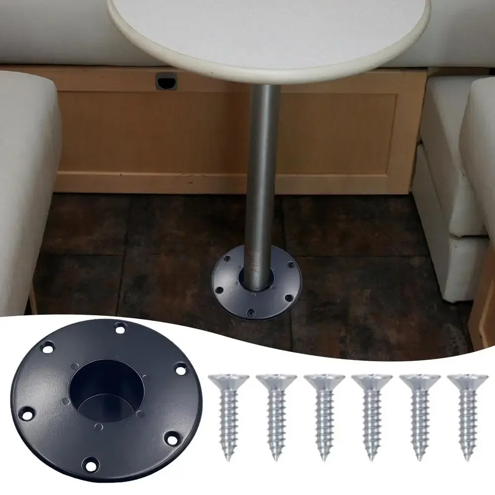 

RV Table Mount Trailer Desk Base Replacement Table Base Mount with Mounting Screws Fixed Pedestal Yacht Desk Support