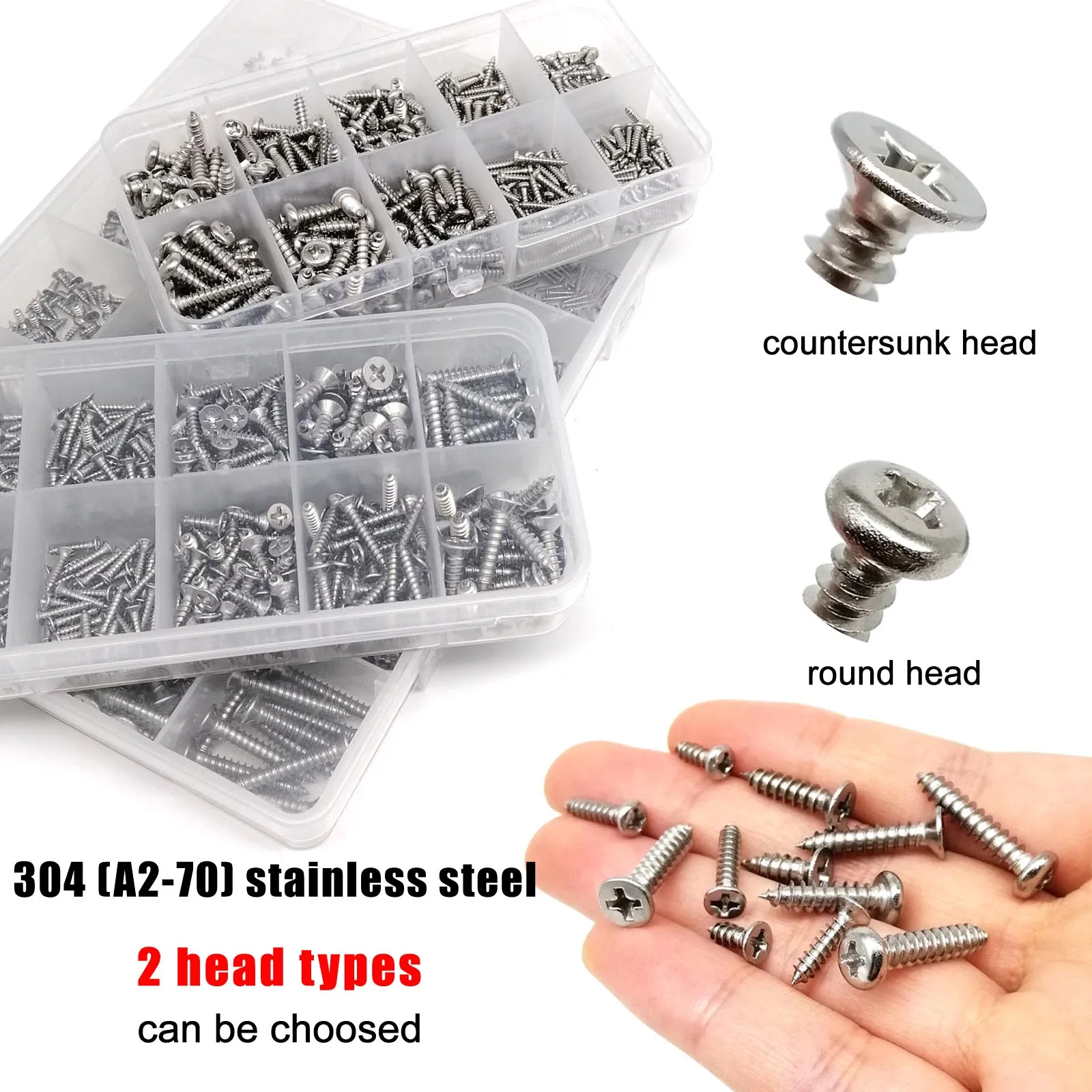 1 Kit Micro Small Self Tapping Wood Screw Set for Toy Car Electronic Products Phone M1.2 M1.4 M1.7 M2 M3 M4 304 Stainless Steel