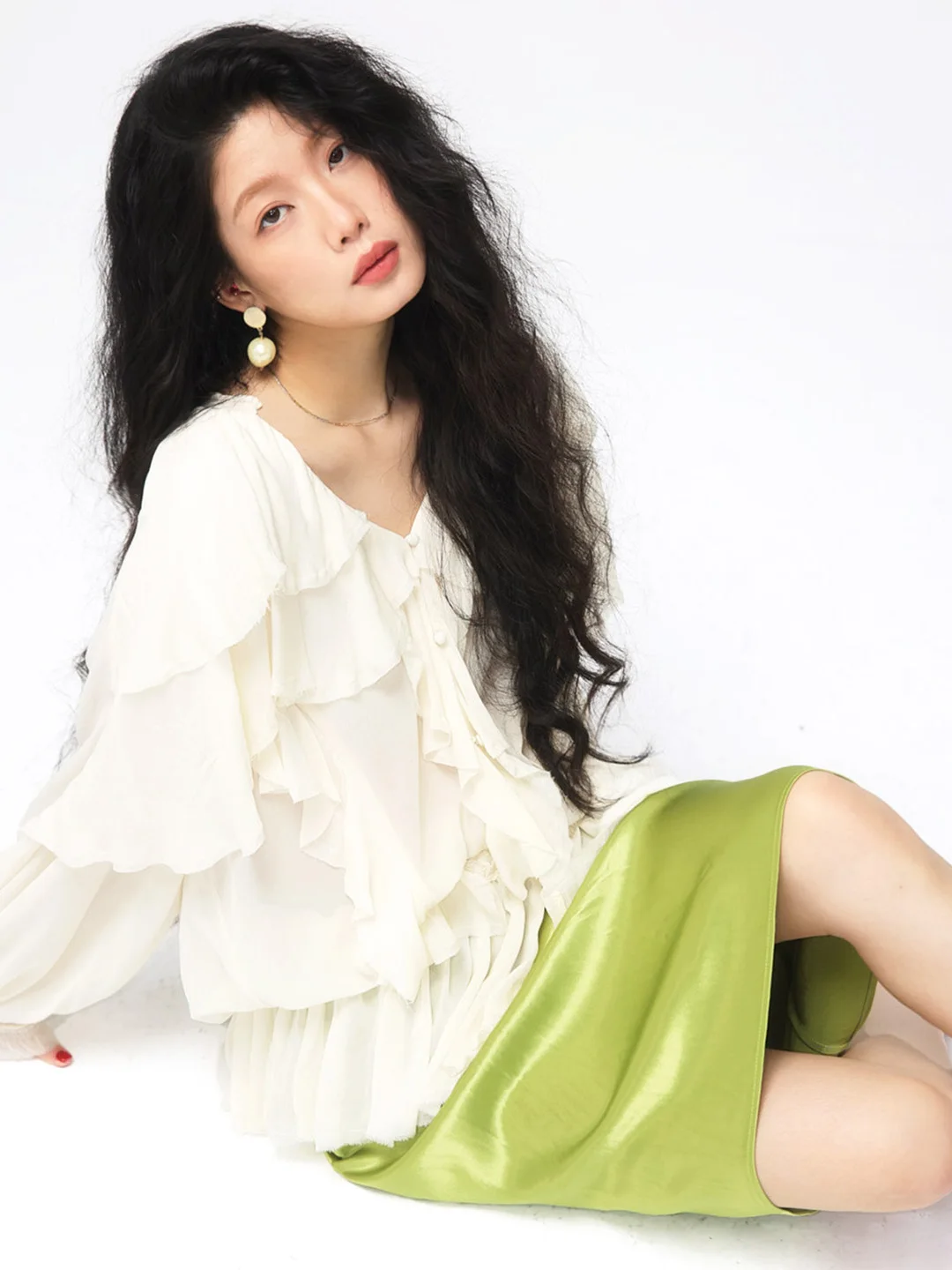 

Yann M Оригинальный дизайн, винтажный стиль, мягкий шифон, вышитое кружево, плотная ткань, топ, женская модная одежда, весна-лето 2024